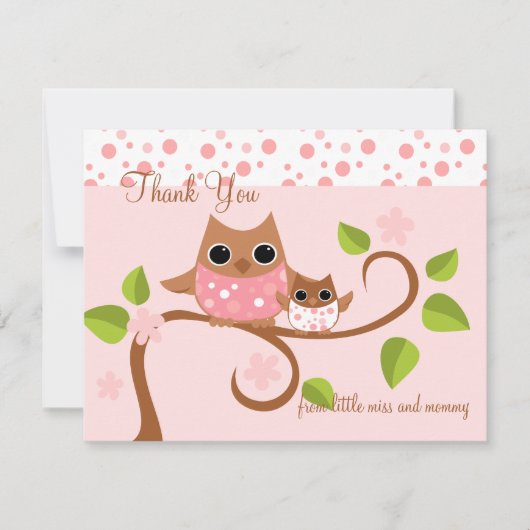 Mama en Baby Owl Bedankkaart (Voorkant)