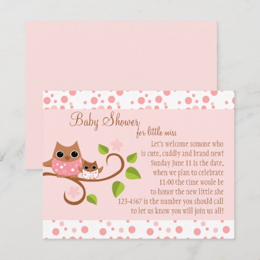 Mama en Baby Owl Kaart (Voorkant / Achterkant)