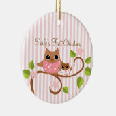 Mama en Baby Owl Keramisch Ornament (Rechts)