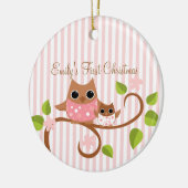 Mama en Baby Owl Keramisch Ornament (Links)