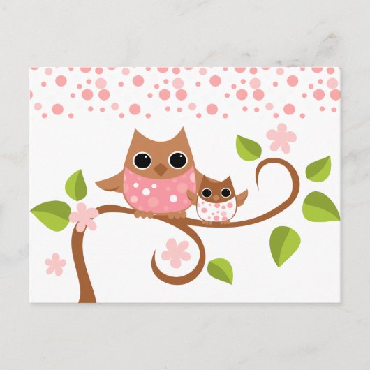 Mama en Baby Owls Briefkaart (Voorkant)