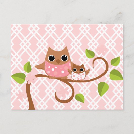 Mama en Baby Owls Briefkaart (Voorkant)