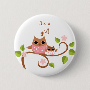 Mama en Baby Owls Ronde Button 5,7 Cm
