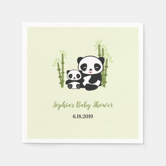 Mama en Baby Panda Beer Baby shower Servet (Voorkant)