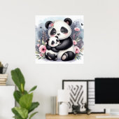 Mama en Baby Panda Beer Poster (Thuiskantoor)