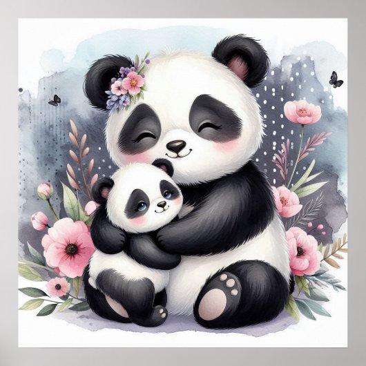Mama en Baby Panda Beer Poster (Voorkant)