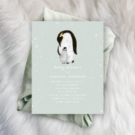 Mama en Baby Penguin Blue Boy Baby shower Kaart