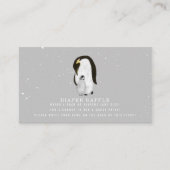 Mama en Baby Penguin Grey Baby diaper Raffle Informatiekaartje (Voorkant)