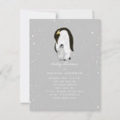 Mama en Baby Penguin Neutral Grey Baby shower Kaart (Voorkant)