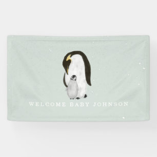 Mama en Baby Penguins Blue Boy Baby shower Spandoek