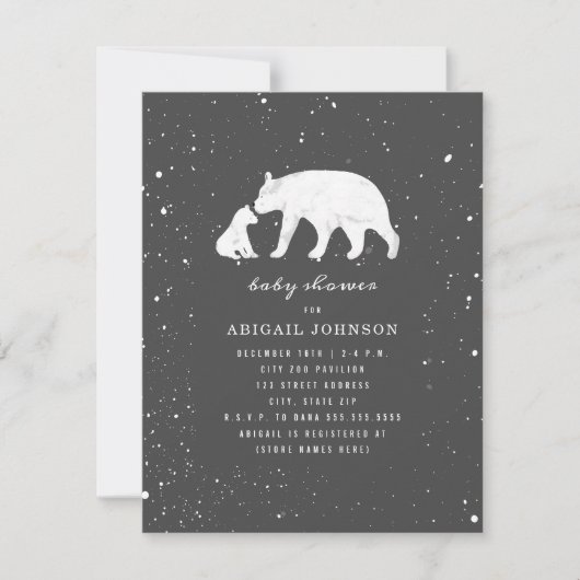 Mama en Baby Polar Beer Dark Grey Baby shower Kaart (Voorkant)
