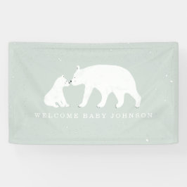 Mama en Baby Polar Beer Sneeuwblauw Baby shower Spandoek