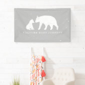 Mama en Baby Polar Beer Sneeuwgrijs Baby shower Spandoek (Insitu)