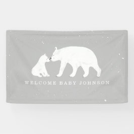 Mama en Baby Polar Beer Sneeuwgrijs Baby shower Spandoek