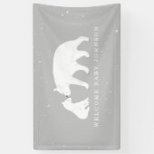 Mama en Baby Polar Beer Sneeuwgrijs Baby shower Spandoek (Verticaal)