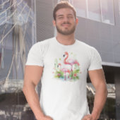 Mama en Baby Roze Flamingo Waterverven Tri-Blend Shirt