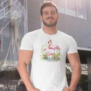 Mama en Baby Roze Flamingo Waterverven Tri-Blend Shirt