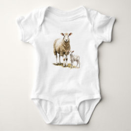 Mama en Baby Schaap, Lam, Baby Gift Romper