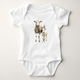 Mama en Baby Schaap, Lam, Baby shower Romper