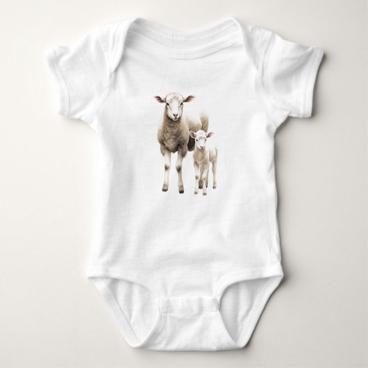 Mama en Baby Schaap, Lam, Baby shower Romper (Voorkant)