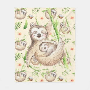 Mama en Baby Sloth Fleece Deken