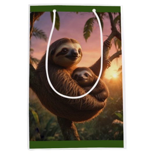 Mama en Baby Sloth Medium Cadeauzakje (Voorkant)