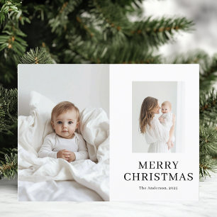 Mama en Baby Twee foto's van Kerstmis Briefkaart