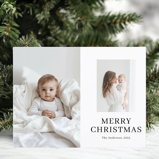 Mama en Baby Twee foto's van Kerstmis Briefkaart