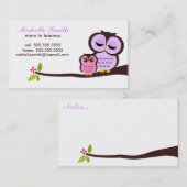 Mama en Baby Uil Kinder Speeldatum Bellen Kaarten (Voorkant / Achterkant)