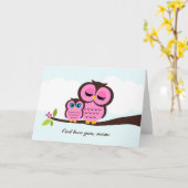 Mama en Baby Uil Moederdag Kaart (Gele Bloem)