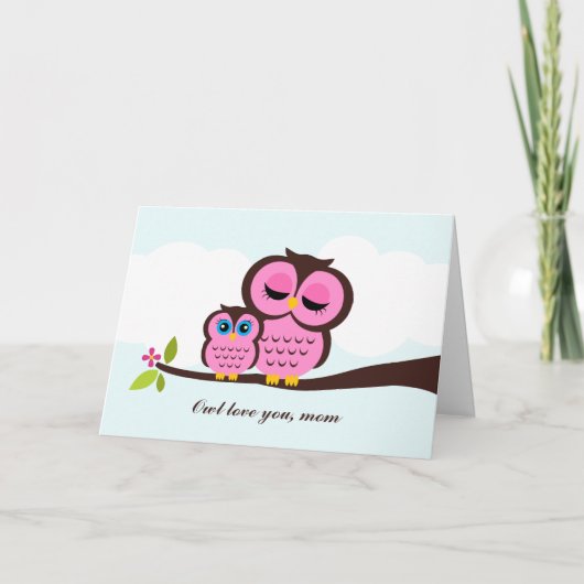 Mama en Baby Uil Moederdag Kaart (Voorkant)