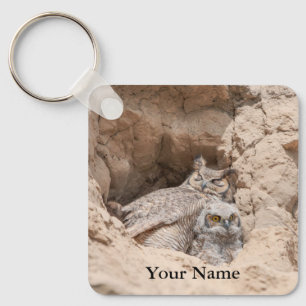 Mama en Baby Uil Sleutelhanger - Jouw naam toevoeg