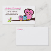 Mama en Baby uilen bellen kaarten (Voorkant / Achterkant)