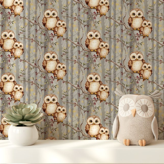 Mama en Baby Uilen Nursery Behang (Creator heeft geüpload)
