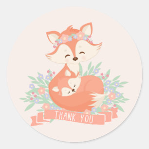 Mama en Baby Vos Blush Baby Shower Bedankt Ronde Sticker
