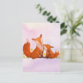 Mama en baby vos briefkaart (Staand voorkant)