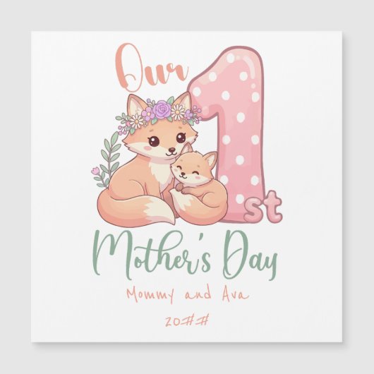 Mama en Baby Vos Roze 1e Moederdag (Voorkant)
