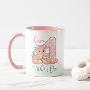 Mama en Baby Vos Roze 1e Moederdag Mok