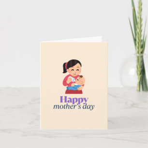 Mama en baby, vrolijke moederdag bedankkaart