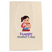 Mama en baby, vrolijke moederdag medium cadeauzakje (Voorkant)