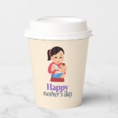 Mama en baby, vrolijke moederdag papieren bekers (Voorkant)
