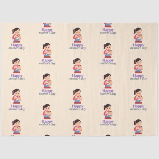 Mama en baby, vrolijke moederdag tissuepapier (Voorkant)