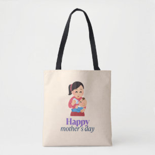 Mama en baby, vrolijke moederdag tote bag