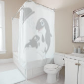 Mama en Baby walvissen schaduwen vrienden onder de Douchegordijn (In situ)