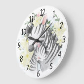 Mama en Baby Zebra Grote klok (Hoek)