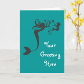 Mama en baby zeemeerminnen kaart (Gele Bloem)