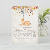 Mama en Deer Fall Leaves Baby shower Invitation Kaart (Staand voorkant)