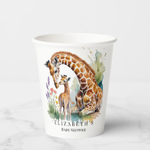 Mama en Ik Aquarel Giraffe Baby Shower Papieren Bekers