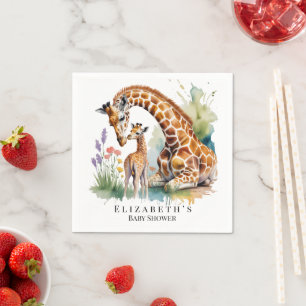Mama en Ik Aquarel Giraffe Baby Shower Servet