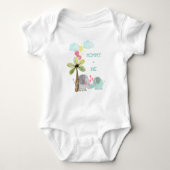 Mama en ik | Blauwgroen mam en Baby-olifant Romper (Voorkant)